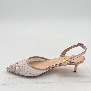 FSJ Women Crystal Studded Clear Pumps Sparkle Rhinestones Mid Low Heel Sandals S